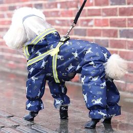 Dog Apparel Dogs Raincoat Teddy Belly Four-legged Waterproof All Wrap Bichbear Schnitzer Small Medium Clothing Poncho