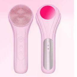 Scrubbers Electric Facial Cleansing Brush With Hot Compress Silicone Face Cleansing Brush Device For Deep Cleaning Massaging Skin Scrubber