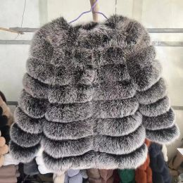 Jackets 70CM Length Sleeves 4in1 real fur coats Women Natural Real Fur Jackets Vest Winter Outerwear Women fox fur coat quality fur