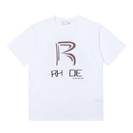 Designer Luxury Spring and summer Rhde Classic Trend Fashion High Street Flag monogram print for men and women youth loose crew neck short sleeve T-shirt