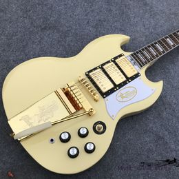 Beige G-400 High quality SG electric guitar, gold hardware, small pickup guard board, in stock, fast shipping