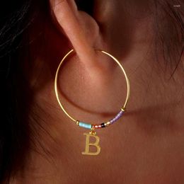 Hoop Earrings Go2boho Boho Miyuki Beaded Multi Colour Fashion Minimalist Copper A-Z Letters For Women Girls 2024 Trendy