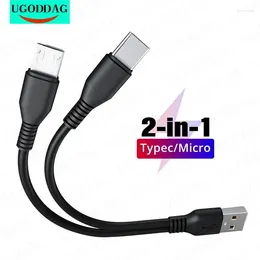 Computer Cables 2 In 1 USB To Micro Type C Cable Charging For Cell Phone Charge Two Device Cord Charger Splitter