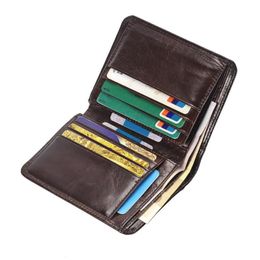 Wallets Genuine Leather Men Short Trifold Wallet Multi Slots Holders Male Clutch Vintage Purse Money Bags2132