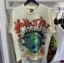 Hellstart Shirt Rappe Mens And Womens T-Shirt Rapper Singer Wash Heavy Craft Couple Same Short Sleeve Top Street Retro Hell Designer S-Xl Tshirts Brands 33