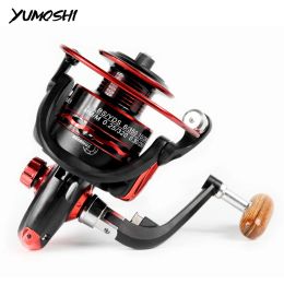 Reels YUMOSHI Fishing Reel 5.5:1 All Metal Spool Spinning Reel Stainless Steel Handle Line Spool Saltwater Fishing Accessories 12BB