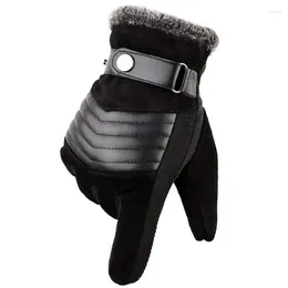 Cycling Gloves Touch Screen Winter Warm Men's Genuine Leather Casual Mittens For Men Outdoor Sport Full Finger Glove