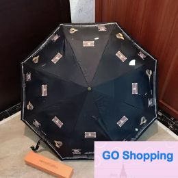Luxury Automatic Vintage Retro Flower Letter Printing Umbrella with Suitable To Sun Rain Women Parasols Girl Folding Umbrellas for Man and Women