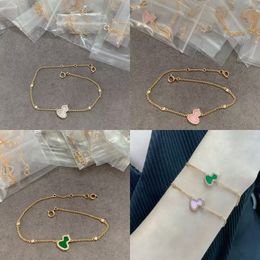 Top designer jewelry Bracelet Leaf clover necklaces qeelin pendants bangle mother-of pearl stainless steel plate 18k gold Bracelets for girl Valentines Mothers Day