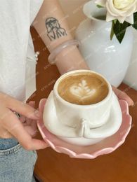 Mugs Niche Creative Personalized Buddha Worship Mug Lotus Holder Peach Hip Ceramic Coffee Set