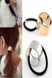 Fashion Promotion Metal Hair Band Round Trendy Punk Metal Hair Cuff Stretch Ponytail Holder Elastic Rope Band Tie for Women8558845