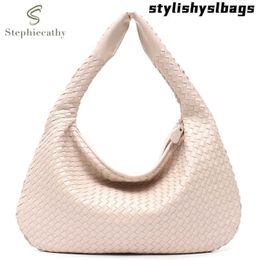 Shoulder Bags SC Brand New Vegan Leather Hobo Bag Handmade Woven Casual Female Handbag Big Capacity Patchwork Zipper Women Shoulde224c