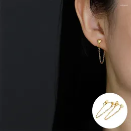 Dangle Earrings 925 Sterling Silver Gold Love Heart For Women Girl Fashion Chain Tassel Long Jewellery Birthday Gift Drop