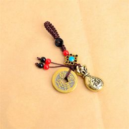 Keychains Brass Wallet Key Chain Practical Good Luck Ring Pendant Car Decoration Non-toxic Universal Handmade Rope Durable