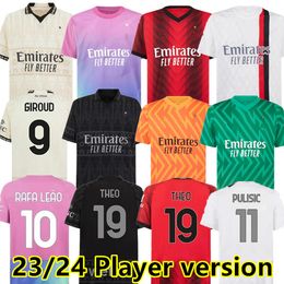 AC M Milan Adult soccer jerseys 2023 2024 REBIC THEO REIJNDERS KESSIE DE KETELAERE RAFA LEAO GIROUD PULISIC football shirts player version fourth kit Uniformi