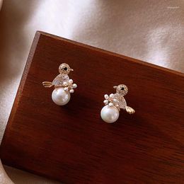 Stud Earrings Fashion Little Bird For Women Girl Exquisite Elegant Pearl Small Earring Stylish Jewellery Personality Gift