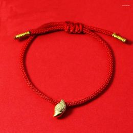 Charm Bracelets High-end Genuine Pure Copper Gold Colour Conch Pendant Bracelet For Women Exquisite Jewellery Lucky Red Rope Female Gift