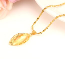 Dubai Necklace Women Ethiopian Pendant Necklace 24k Yellow Solid Fine Gold Color GF Jewelry leaf party mother Gifts7607364