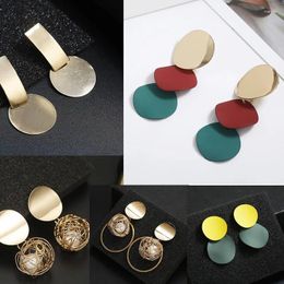 Dangle Earrings Autumn Winter Trendy Creative Geometric Concave Convex Disc Personalised Trend Versatile Fashion