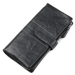 Code 147 Genuine Leather Women Wallet Long Zipper Clutch bag with coin pocket and card holders Woman Purse High Quality266G
