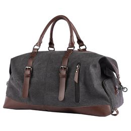 Retro Canvas Mens Handbag 40L Large Capacity Travel Business Hand Luggage Bag Multifunctional Tote with Shoe Compartment 240219