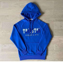 Mens Tracksuits Trapstar Man Set Chenille Decoded Hooded Tracksuit Bright Dazzling Blue White Top Quality Embroidered Woman Suit Sizexs-2xl 64