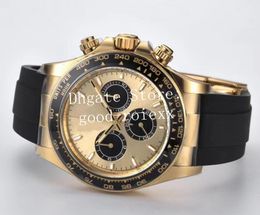 Men Watches Chronograph Watch Men's Automatic Cal.4131 Movement Clean Yellow Gold Rubber 126518 Eta Sport CleanF Valjoux Wristwatches