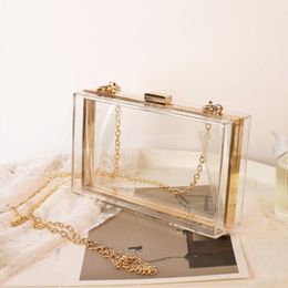 New Acrylic Transparent Women Clutch Bag Chain Women Messenger Bag Evening Handbag Chain Shoulder 20201229h