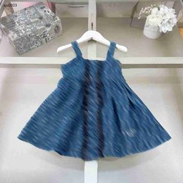 Fashion girl denim dress Letter printing sling baby skirt Size 100-150 kids designer clothes Embroidered logo child frock 24Feb20