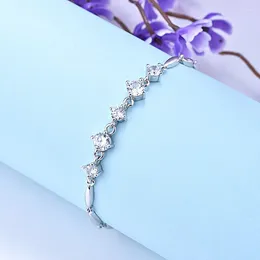 Link Bracelets Fashion Cubic Zircon Crystal Bracelet For Women Love Gift Vintage Authentic 925 Silver Needle Bangle Fine Jewellery