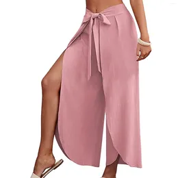 Women's Pants Chic For Women 2024 Spring Summer High Waisted Casual Korean Fashion Wide Leg Trousers Split Design Yoga