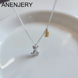 Chains Anenjery Little Bear Love Heart Letter Necklace For Women Men Clavicle Chain Jewelry Wholesale Birthday Gift