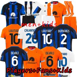 2023 2024 LUKAKU soccer jerseys BARELLA INTERS DZEKO MILANS LAUTARO VIDAL J. CORREA 22 23 football shirt CALHANOGLU GAGLIARDINI Men kit Yellow 3rd equpment