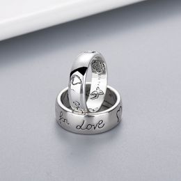 Women Girl Flower Bird Pattern Ring with Stamp Blind for Love Letter Ring Gift for Love Couple High Quality Jewelry262q