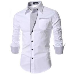 Men's Casual Shirts White Striped Shirts Mens 2023 Long Sleeved Business Slim Fit Male Shirt Black Social Clothes Camisa Masculina Vetement HommeL2404