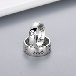 Women Girl Flower Bird Pattern Ring with Stamp Blind for Love Letter Ring Gift for Love Couple High Quality Jewelry2283