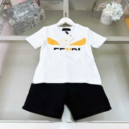 Brand baby T-shirt set summer kids tracksuits Size 110-160 CM Yellow eyeglass pattern short sleeves and shorts 24Feb20
