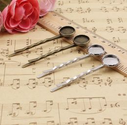12mm Inner Size Metal Hairpins Blank Cabochon Hairpins Hair Snap Clips accessories For DIY Hairpins 50pcslot K031861972575