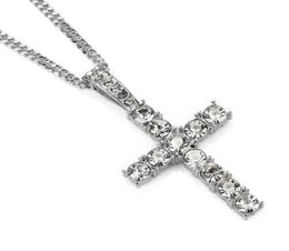 Fashion Men Hip Hop Stainless Steel Jewellery Pendant Necklace Full Rhinestone Design Silver Colour Chain Jewellery Mens Necklaces3889383