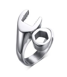 Wrench Punk Biker Ring for Men Stainless Steel Mechanic Ring for Male Party Jewellery Anel Masculino3149934