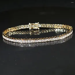 Link Bracelets ICED OUT Square Cut Sparkling Cubic Zirconia Tennis Bracelet For Men Women Gold Color CZ Hip Hop