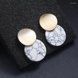 Dangle Earrings European American Simple Cold Wind Black And White Retro Marble Personalised Fashion Elegant Women