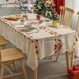 Gerring Embroidered Lace Tablecloth Rectangular Bells Halloween Dinning Table Cloth Cover American Christmas tablecloths 240220