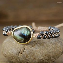 Strand Labradorite Double Weave Bohemian Beaded Friendship Bracelet