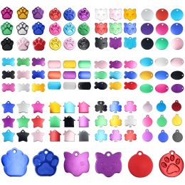 Tags 50pcs/lot Blank Dog ID Tag Paw Bone Cat Tag Colourful Pet Puppy Collar Pendant Aluminium Dog ID Name Collar Tags Pets Accessories