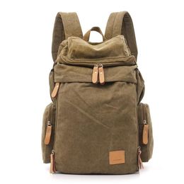 Backpack Fashion Classic Canvas Men's Tide Brand Casual European And American Retro Large-capacity Trend Travel Bag2596