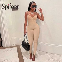 Womens Jumpsuits Rompers Spirore sexy onepiece womens jumpsuit suitable for party club pencil pants strapless summer tight jumpsuit black street cloth J240224