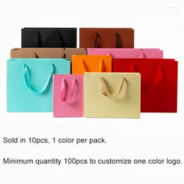 Gift Wrap 100pcs Horizontal Packing Bags Paper Bag Pure Packaging Customize Package For Advertising Commercial Party Logo