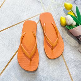 Fashion Striped Slippers Soft EVA Rubber Pure Colours Sandals Womens Summer Shoes flip flops orange