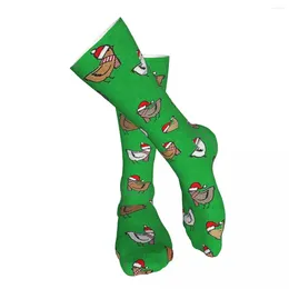 Men's Socks Christmas Chickens Adult Stockings Stretchy Suitable For Sports Thigh High Customised Patterns